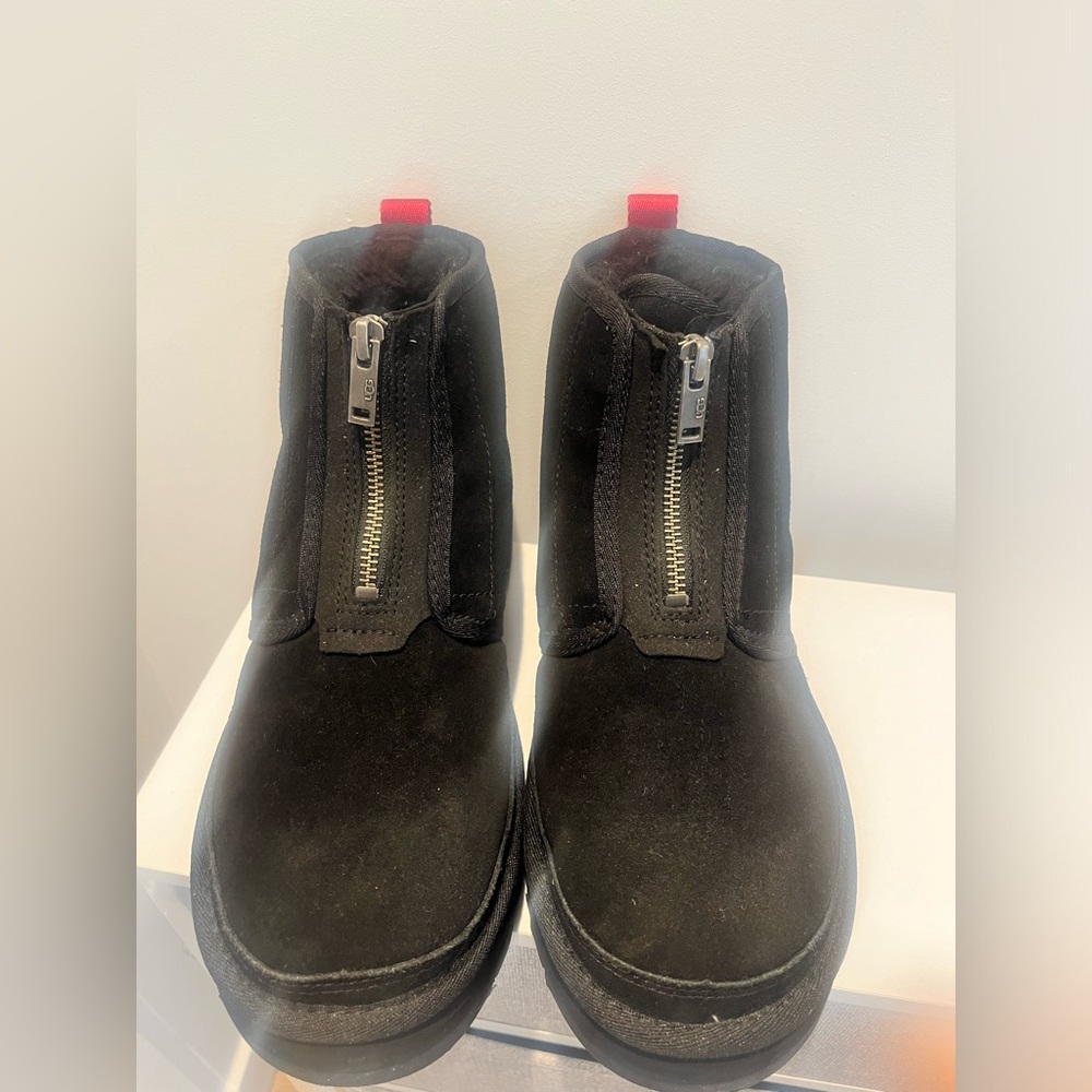 UGG Neumel Platform Zip Suede Booties Black